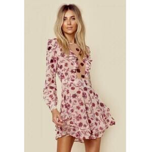 For Love & Lemons Agnes Mini Dress Medium Pink